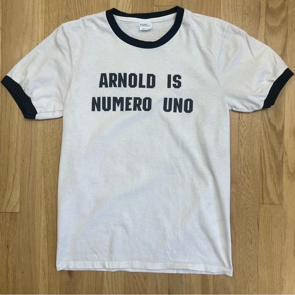 Arnold Is Numero Uno T-Shirt Small Ringer White Vintage Inspired - Picture 1 of 14